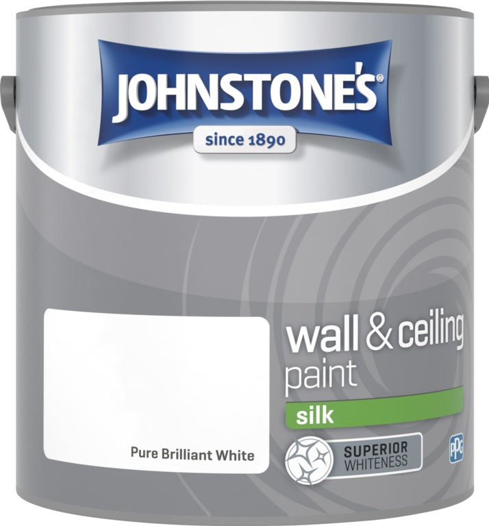 Johnstones Brilliant White Silk For Wall & Ceiling 2.5L Johnstones Brilliant White Silk For Wall & Ceiling 2.5L